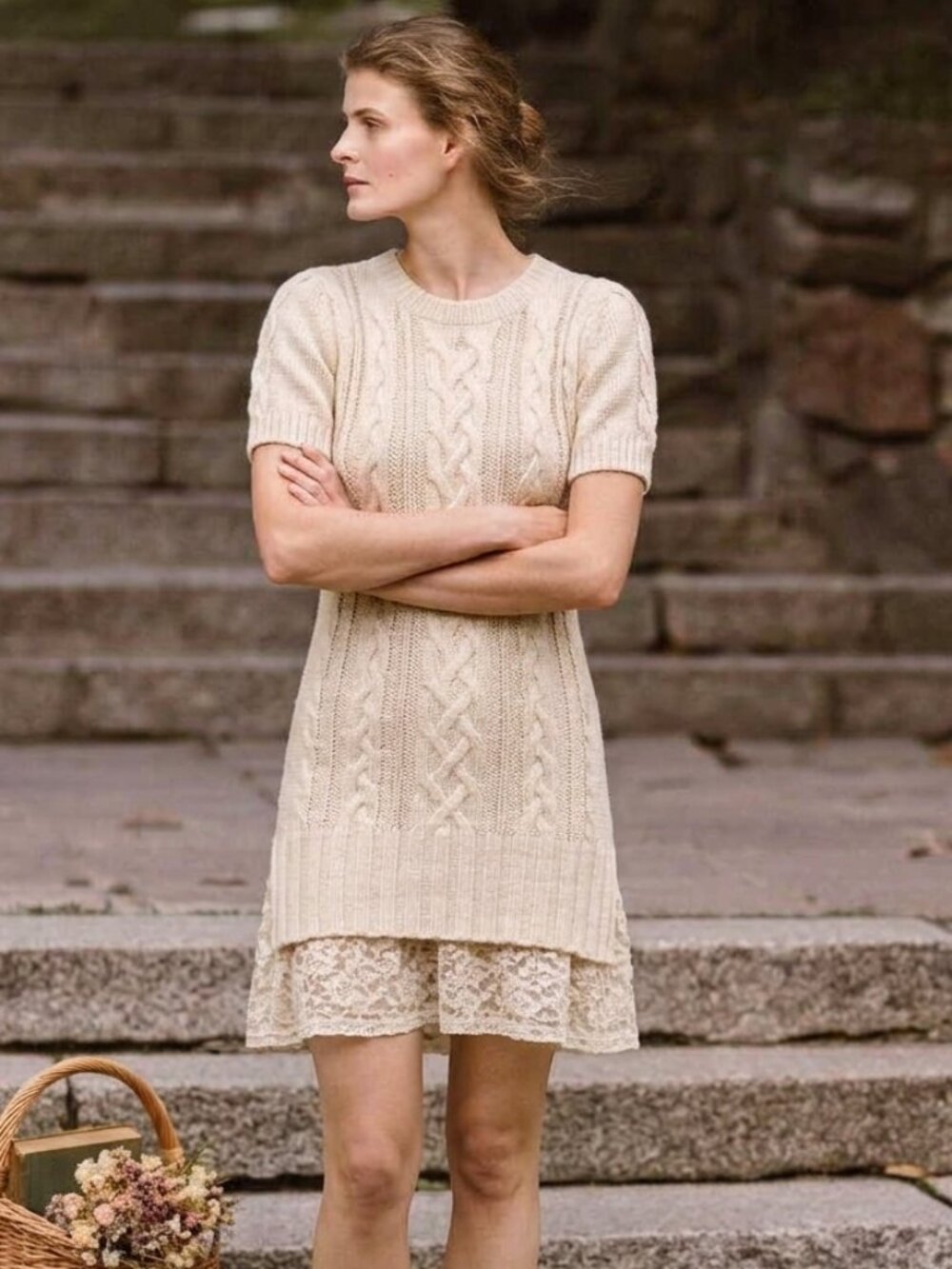 NWT Tatiana & Natouchi Cream Cable Knit Sweater Dress S/M/L